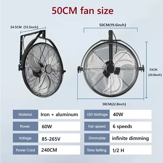 Large Wall Mount Fan 6 Speed Electric Fan Ventilation