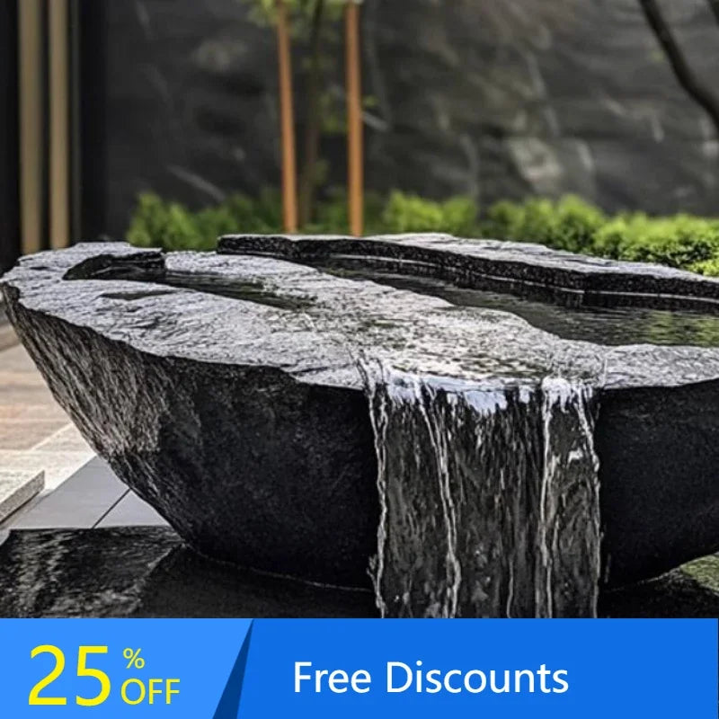 Black Mountain stone water bowl basin