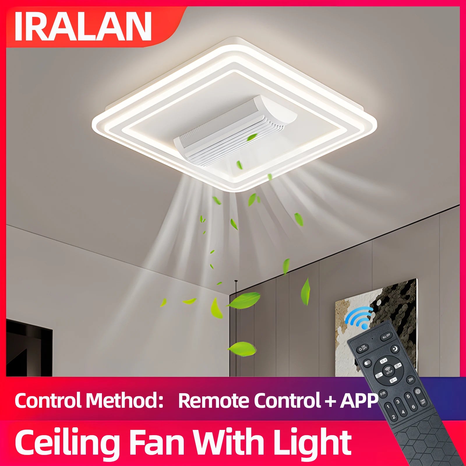 Bladeless ceiling fan with light remote control