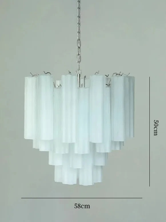 Art Deco Stained Glass Tube Chandeliers