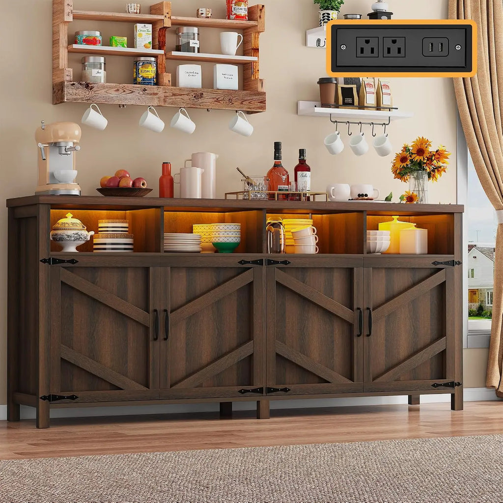 Wooden Buffet Sideboard Cabinet With Storage Doors,