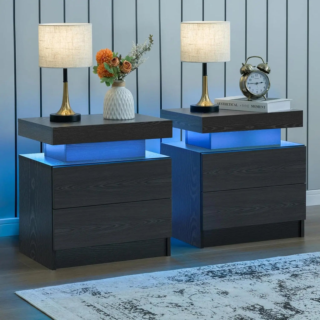 LED Nightstand with 2 Drawers