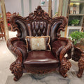 Luxury hand-carved leather European living room antique chair