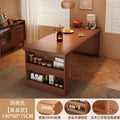 Nordic Walnut Kitchen Island Extendable Dining Table