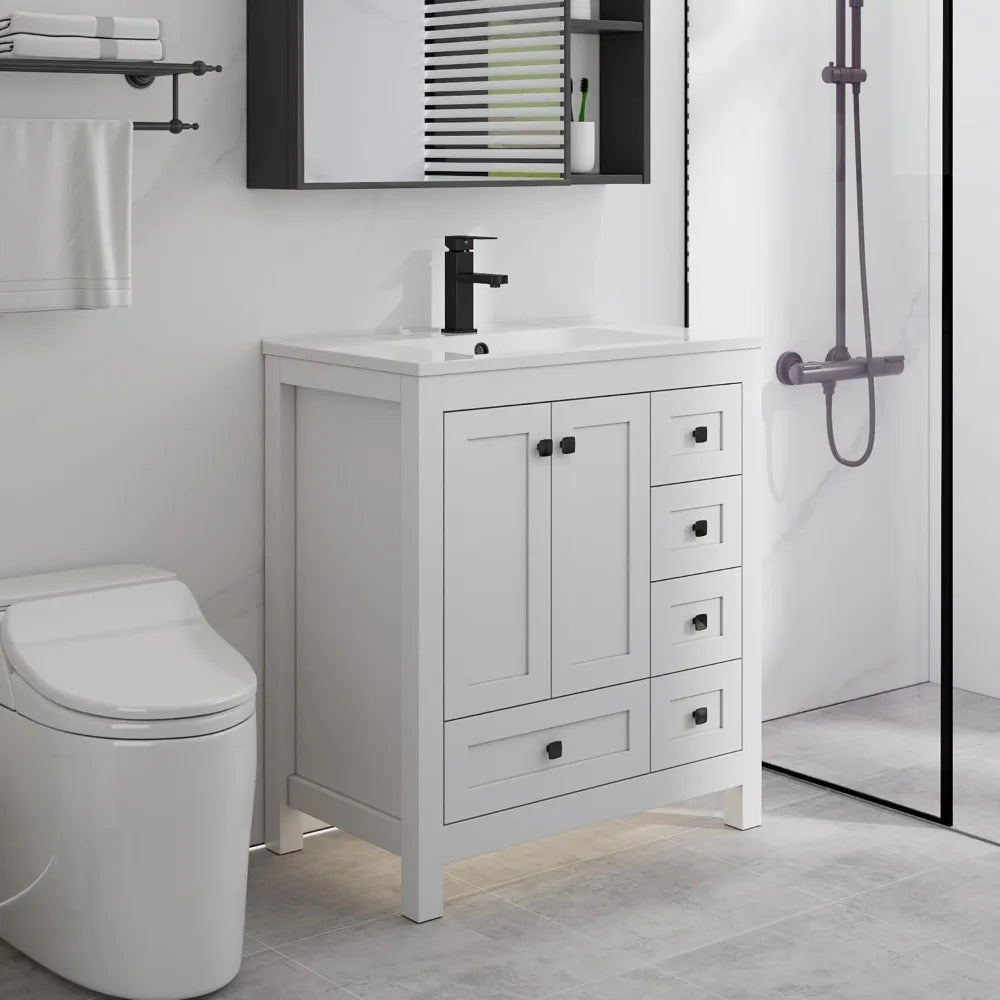 30" Bathroom Vanity Combo, Modern Painted Cabinet,