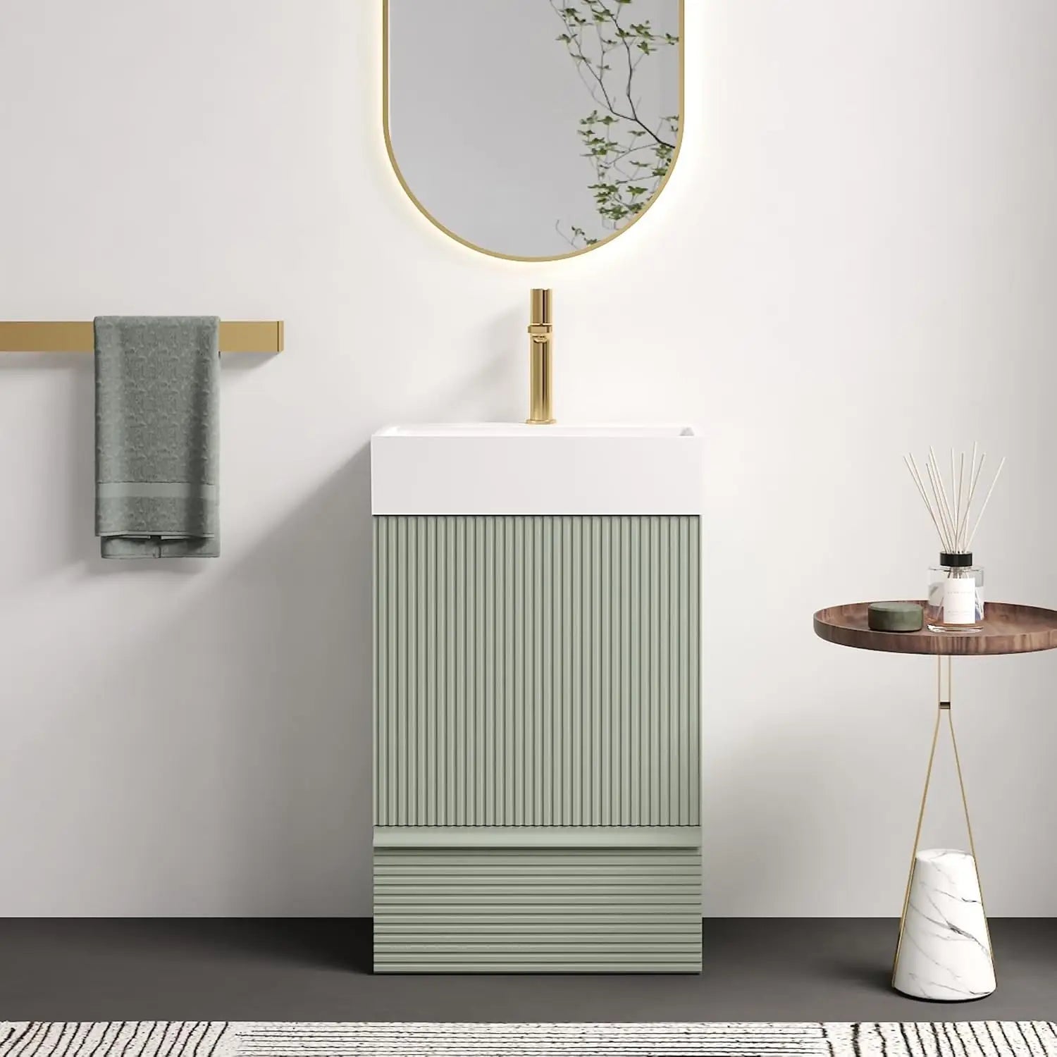 20 in Bathroom Vanity Ceramic Sink Freestanding Cabinet