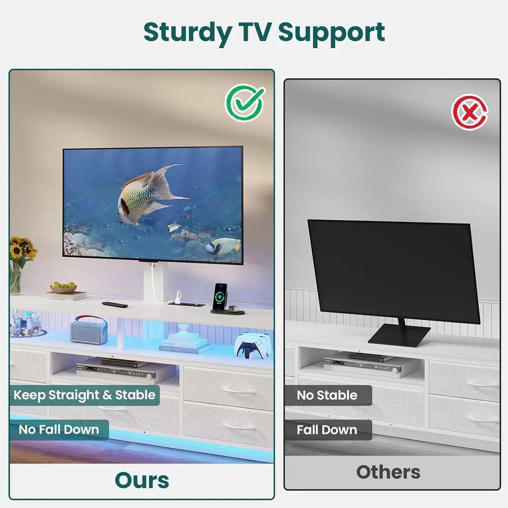 White 51.2 TV Stand with Power Outlets