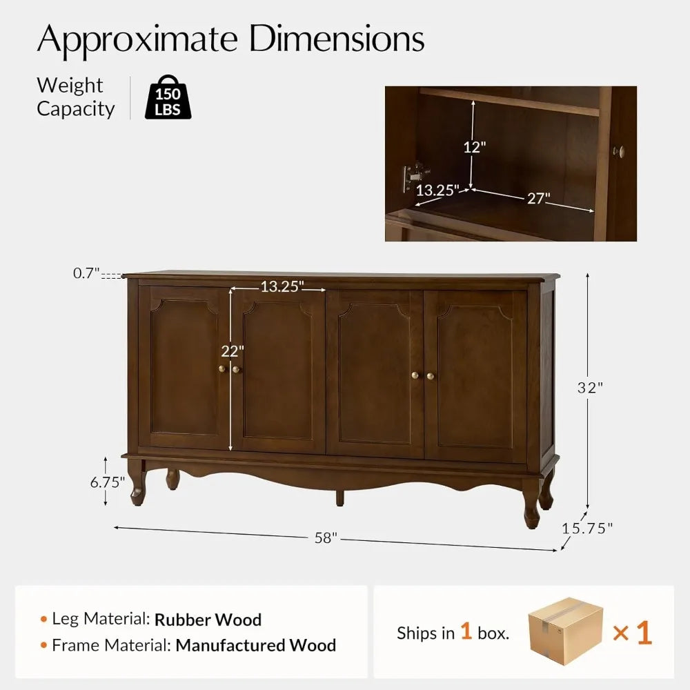 Farmhouse Style Wood Sideboard Buffet Cabinet