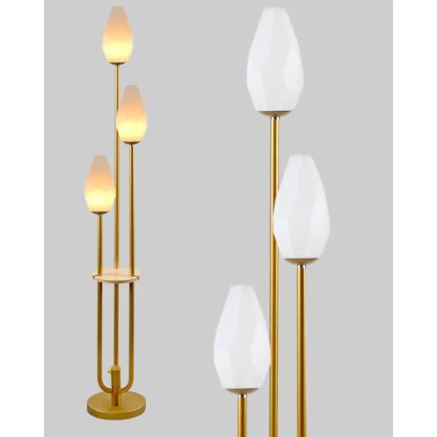 63Inch Floor Lamp Dimmable Gold Floor Lamp with 5Lbs Heavy Base for Living Room 2-Light Mid Century Modern Tall Standing Lamp w