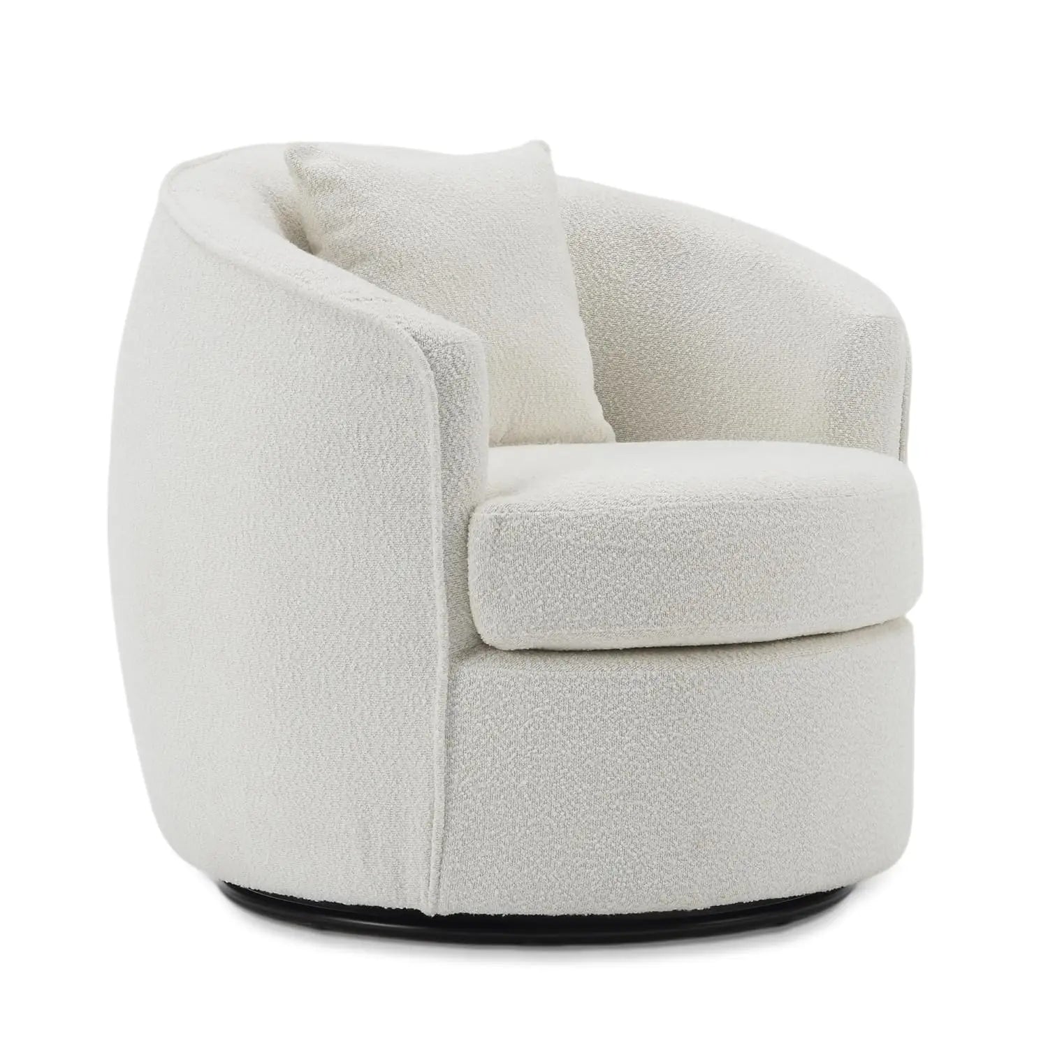 2pcs Upholstered Boucle Barrel Swivel Accent Chair with Pillows