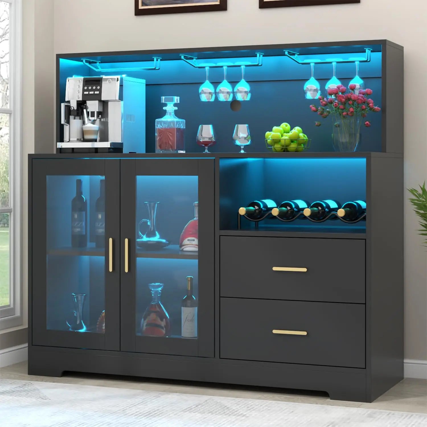 Wine Bar Cabinet with LED Light
