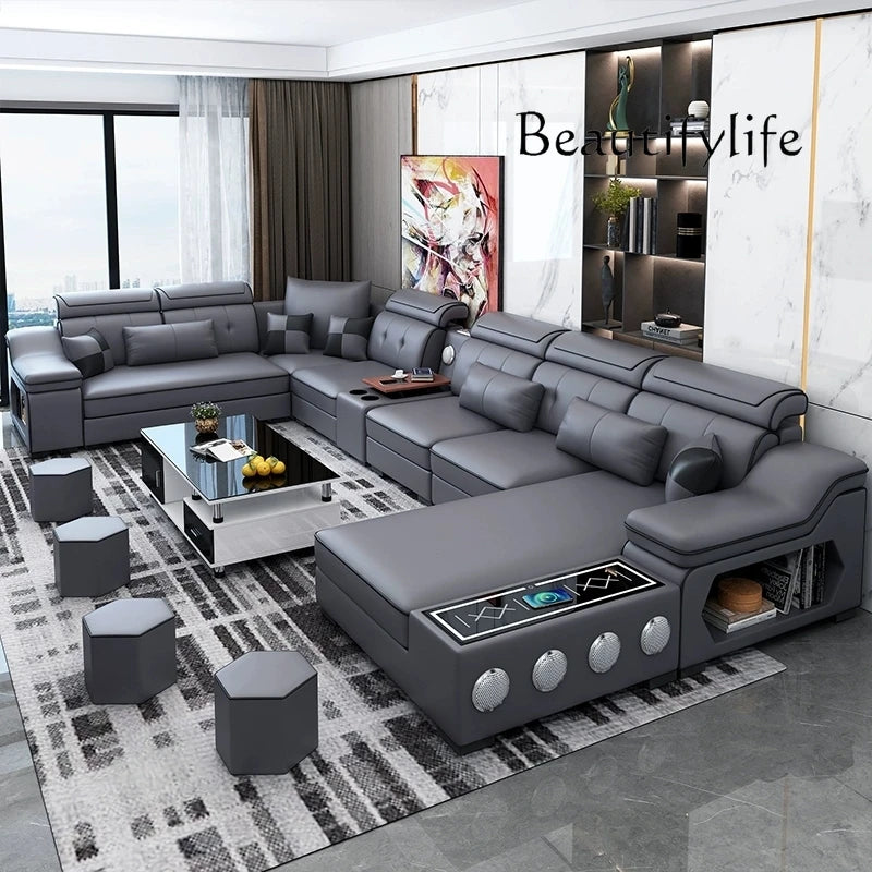 Modern Scientific Cloth Sectional Sofa Set with Chaise Lounge