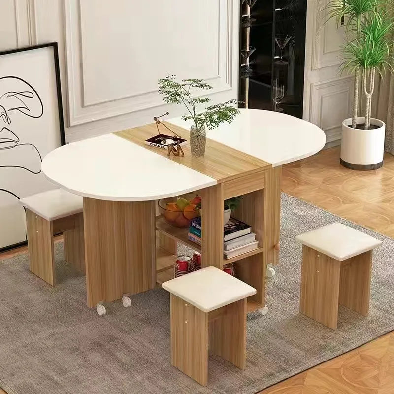Folding Dining Table Set 4 Chairs Italian Nordic Luxury Dining Table Decorate Simple Mesas Y Sillas De Comedor Kitchen Furniture