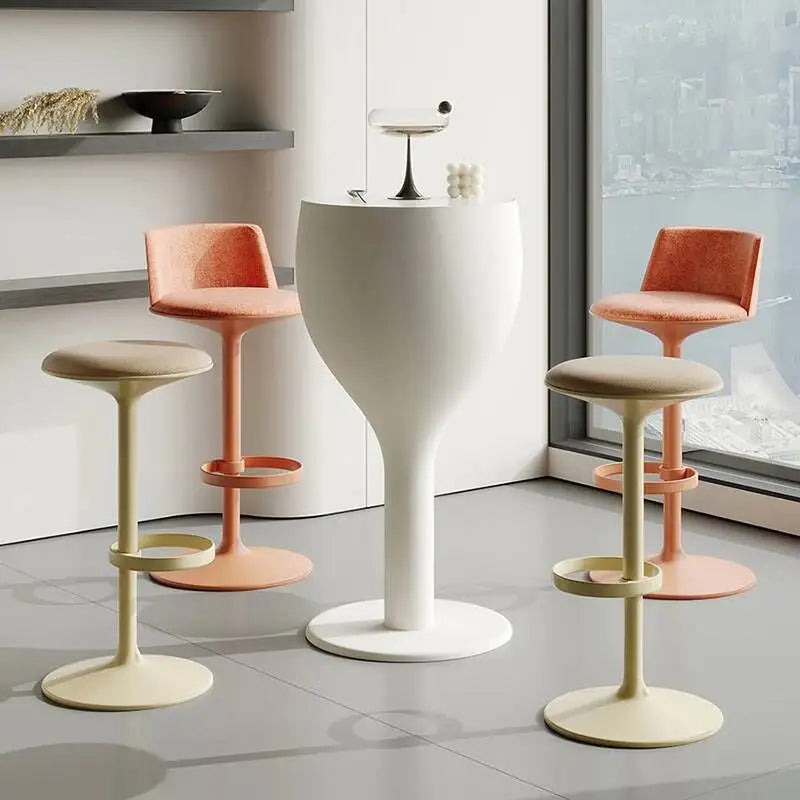 White Round Minimalist Bar Dining Table Counter Height