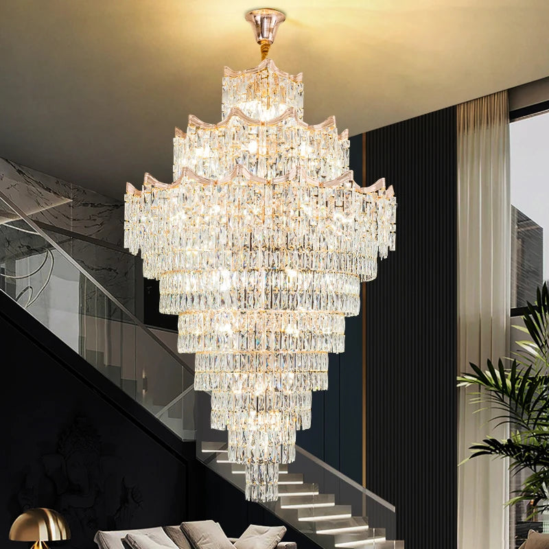 Luxury Modern Crystal High Ceiling Chandelier