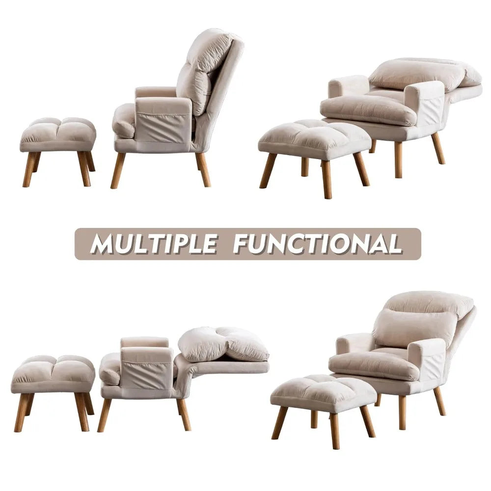 Modern Accent Chair with Ottoman