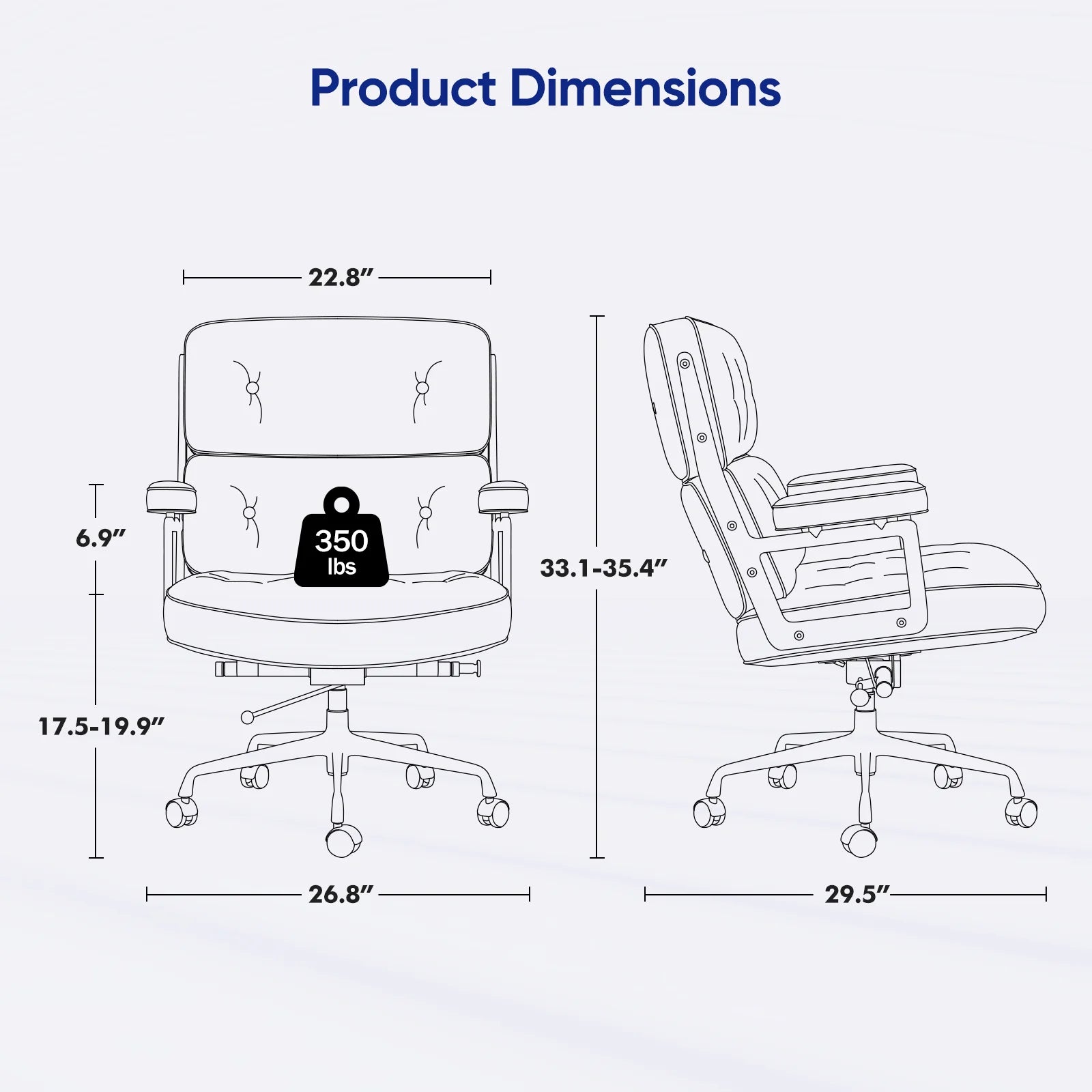 Ergonomic Office Chair Genuine Leather with Aluminum Arms and Wheels