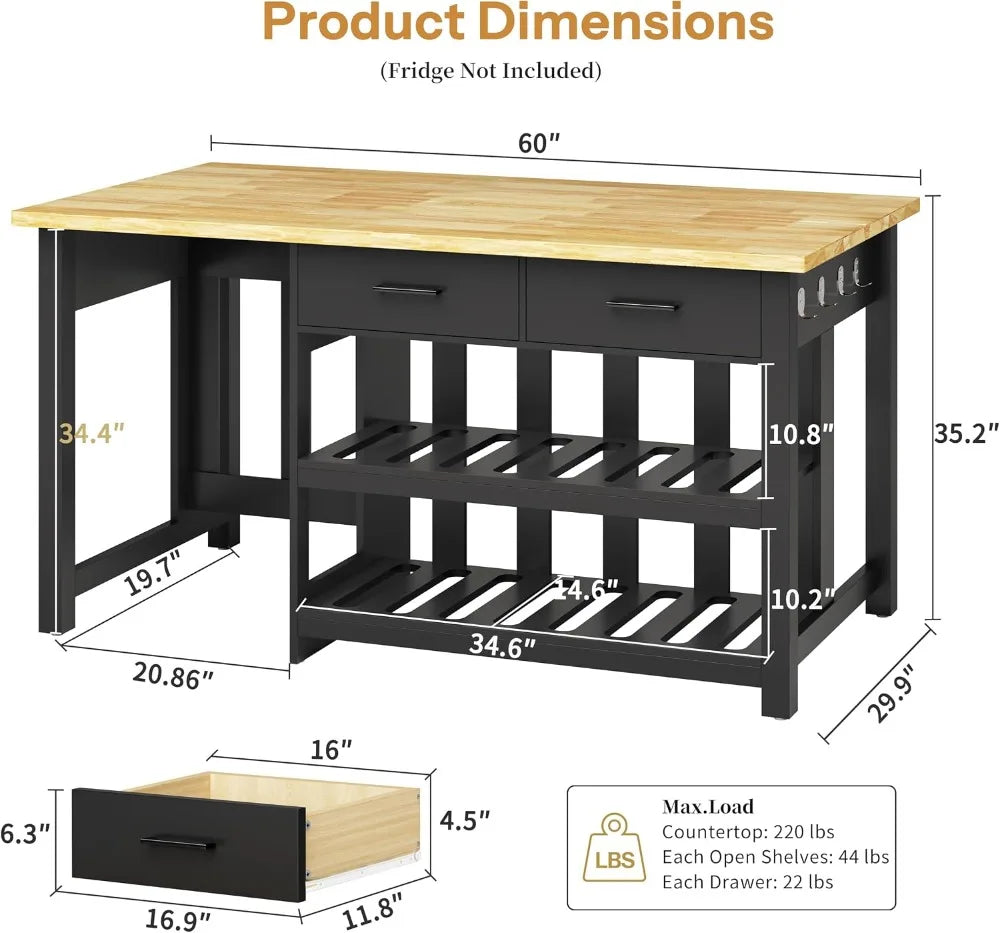 Kitchen Island with Storage & Seating