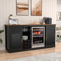 Extra Long Bar Cabinet with Fridge Space Wine Liquor Storage