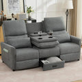 74'' RV 3 Seater Recliner Soa, Linen abric Three Camper Couch 3 Seater Recliner, Home Movie Theater Seating Chair, 3 Person Push