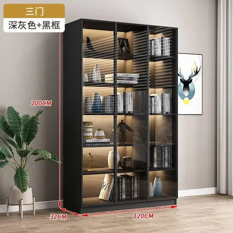 Modern Living Room Cabinet Bookcase with Glass Door Display