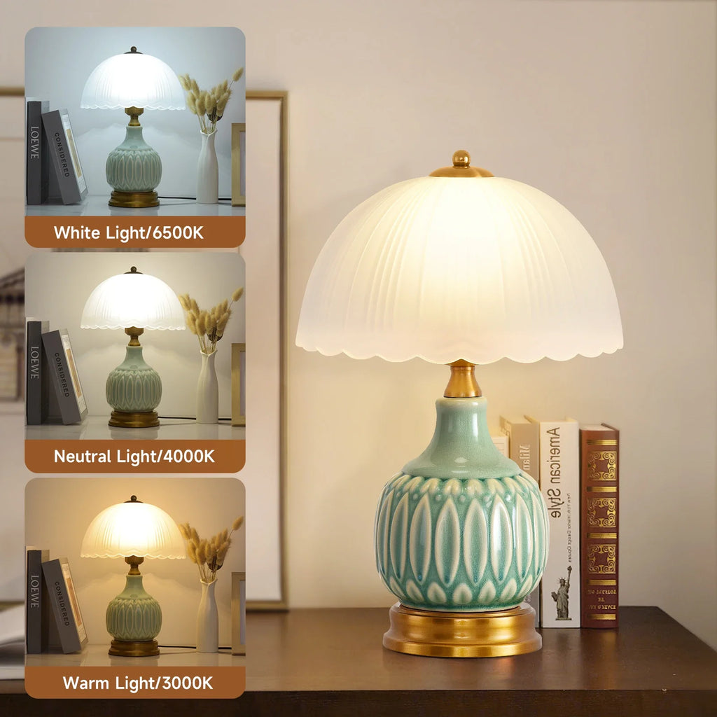 Vintage Lamp for Living Room, Bedroom 16" Modern Ceramic Table Lamps