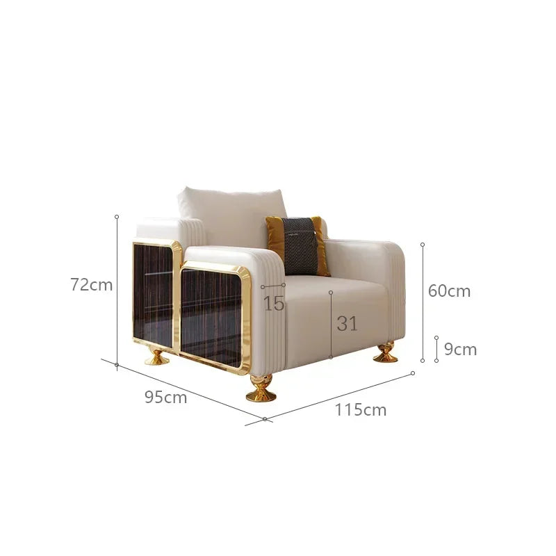 Modern Luxury Leather with Wooden Sofa Set