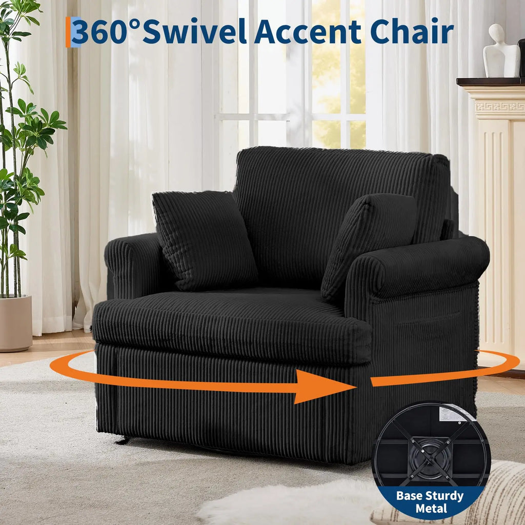 Mid Century 360 Swivel Armchair Corduroy
