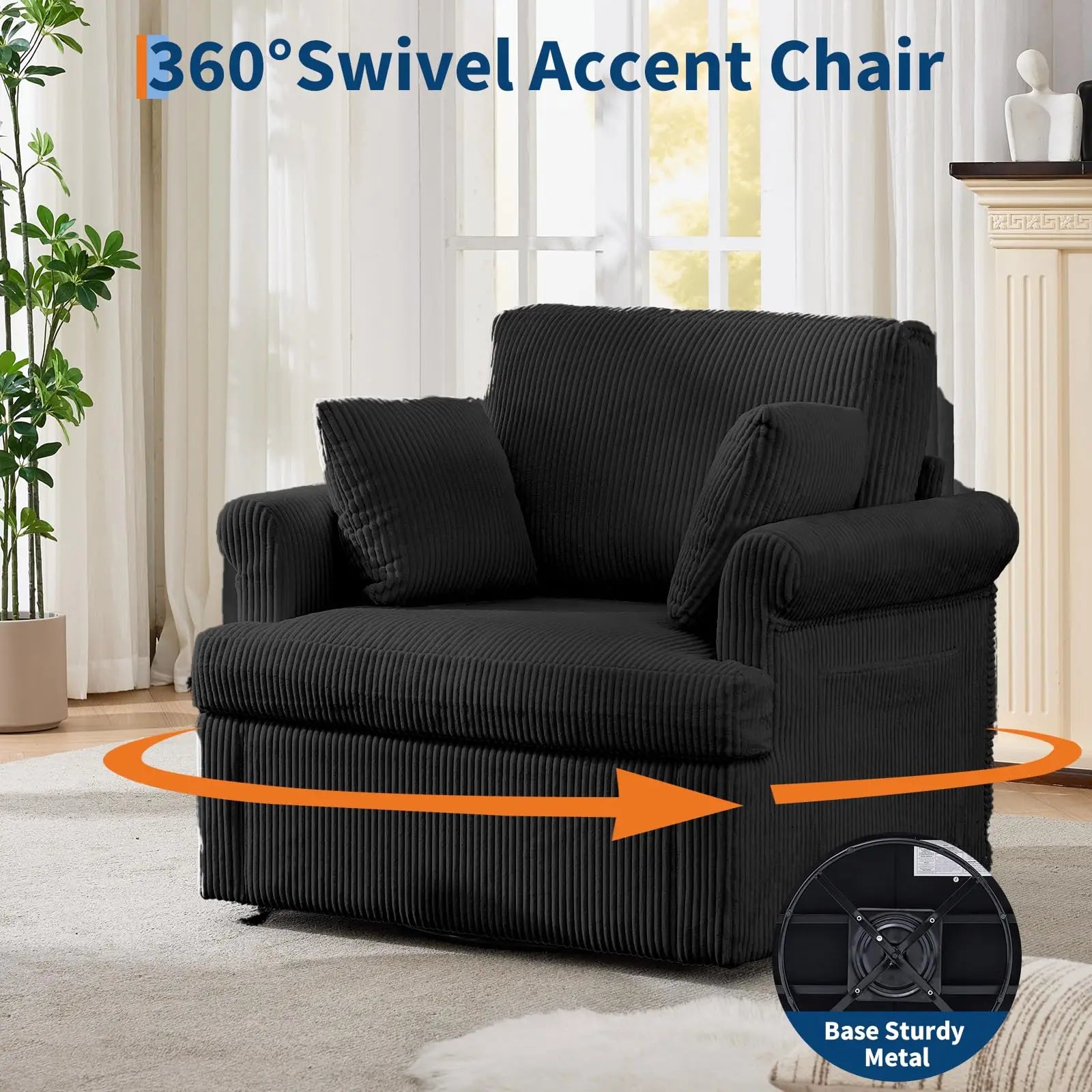 Mid Century 360 Swivel Armchair Corduroy
