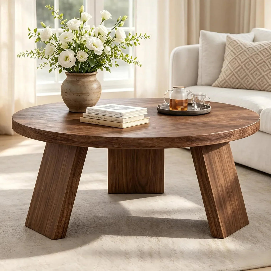 33.5 Inch Round Coffee Table for Living Room