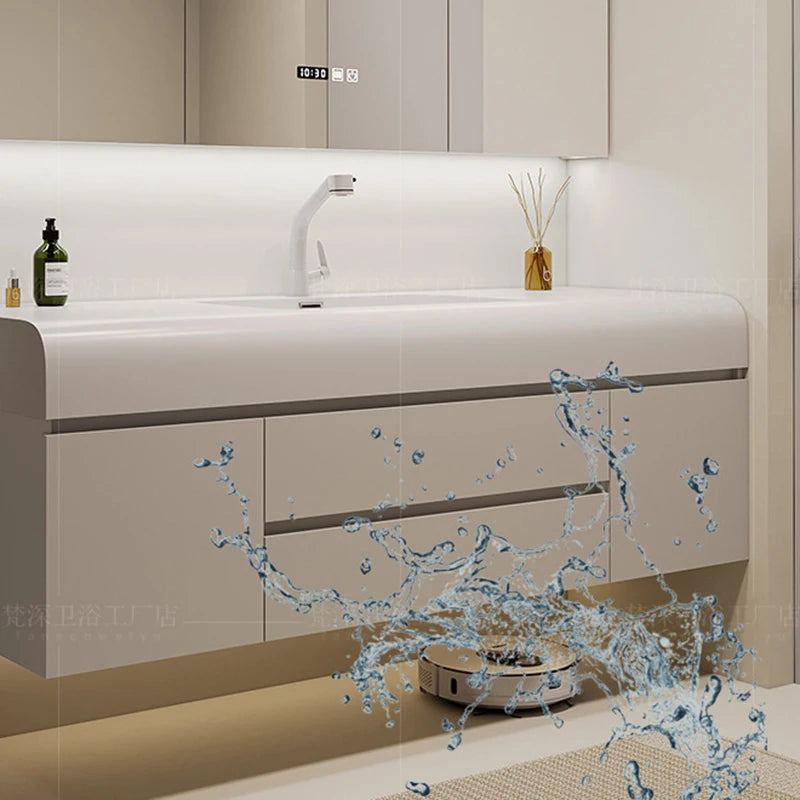 Luxury Cabinet White Rock Integrated Washbasin