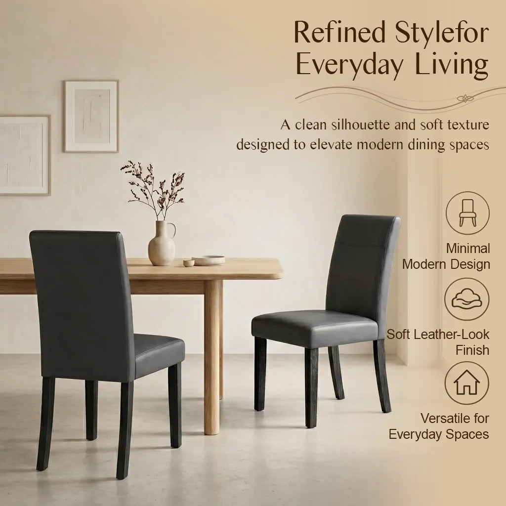 Modern Leather Dining Chairs Set of 2