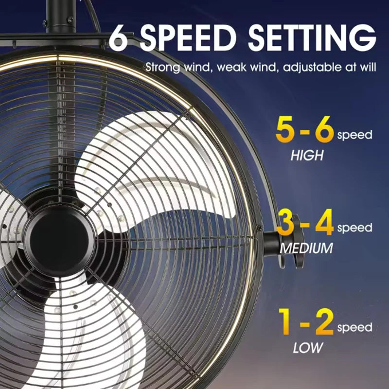 Large Wall Mount Fan 6 Speed Electric Fan Ventilation