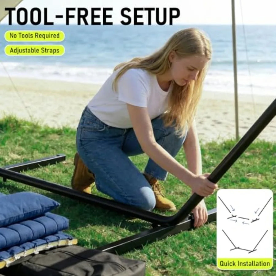 Double Hammock with Stand for Outdoor