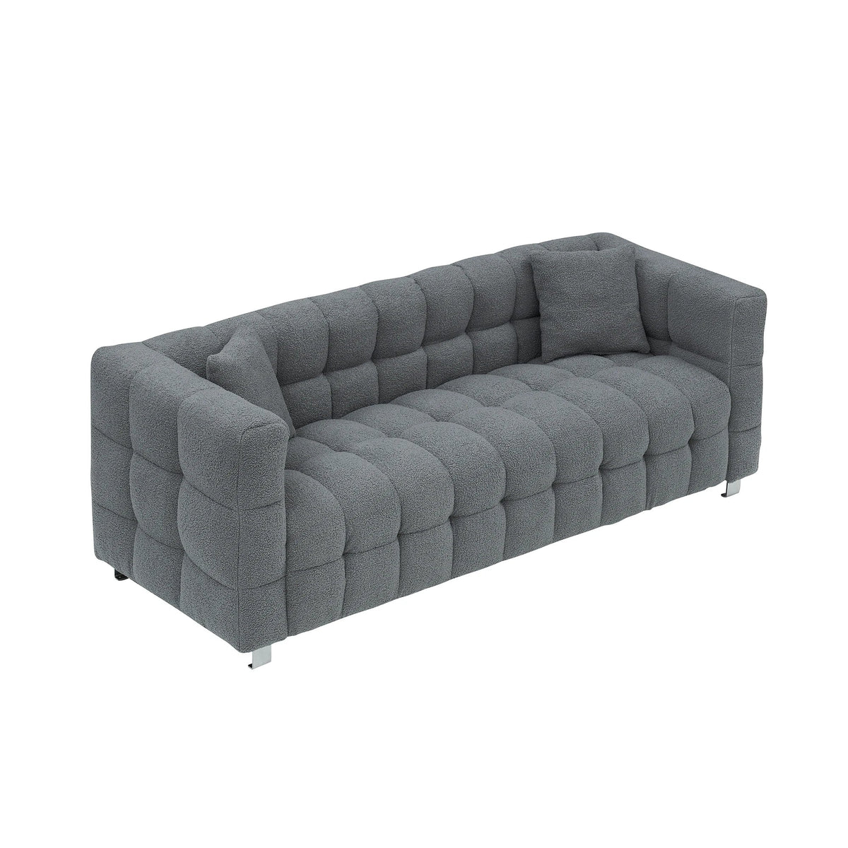 80-Inch Modern Teddy Fleece Sofa, With 2 Cushions 3-Seater