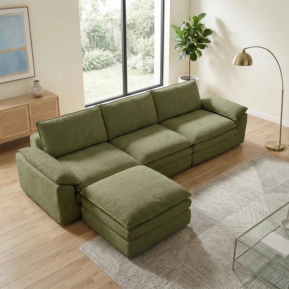 Modern Cloud Modular Sofa Set, Soft Thick Memory Foam, Frameless Couch with Pillows