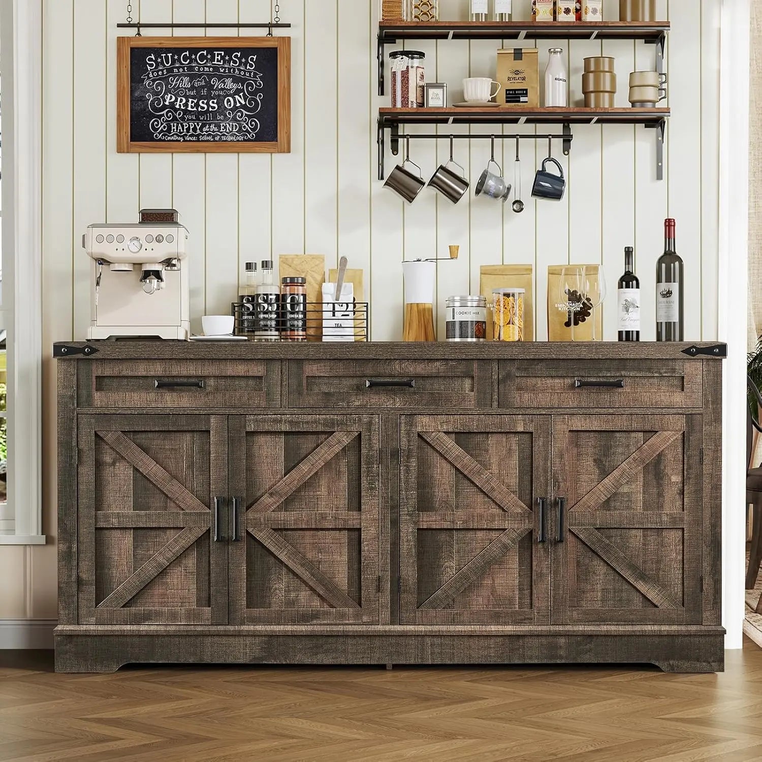 Large Buffet Cabinet with 4 Doors 3 Drawers