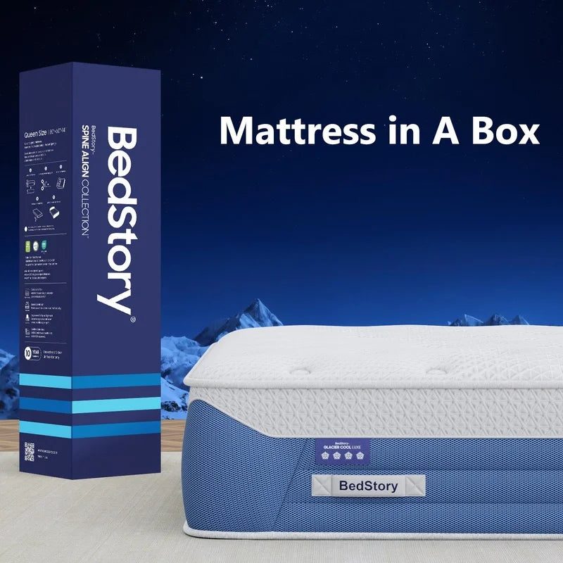 Cool 14" Queen Plush Hybrid Mattress with Cooling Fabric,