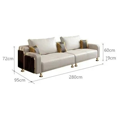 Modern Luxury Leather with Wooden Sofa Set