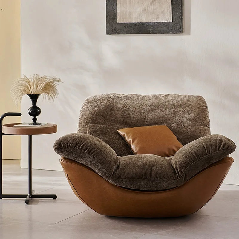 Italian Minimalism Genuine Leather Lounge Chair