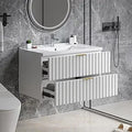 30 Inch Bathroom Vanity with Sink Combo, Floating Bathroom Vanity with 2 Fluted Drawers