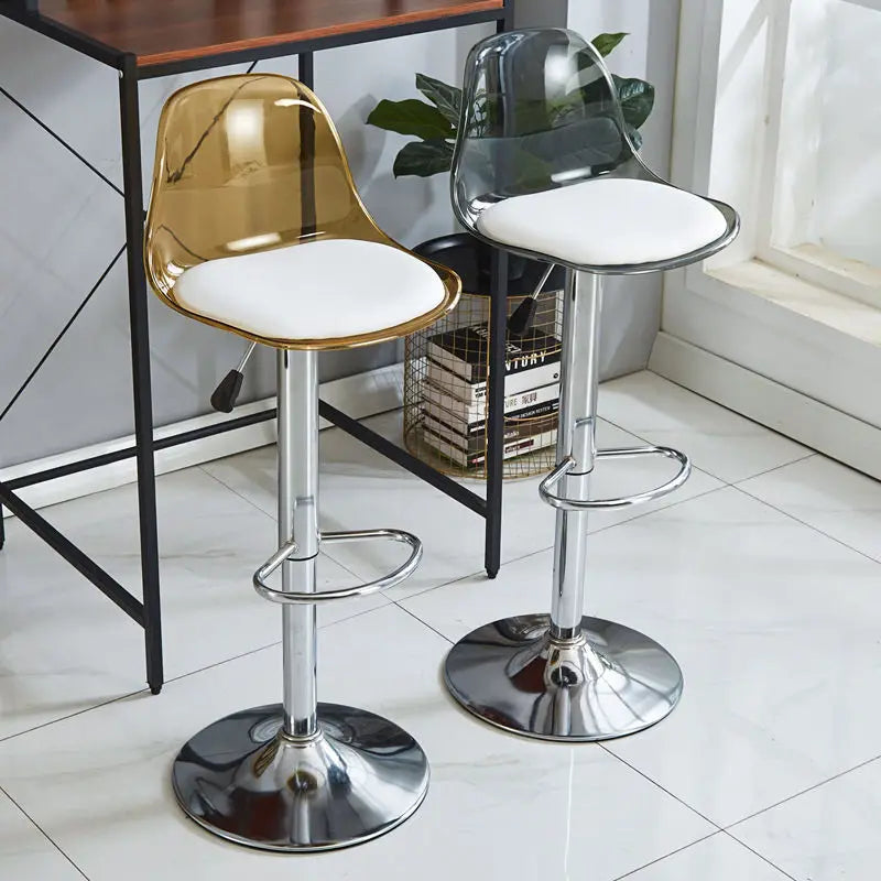 Adjustable Swivel Bar Stool Gas Lift High Back Leather