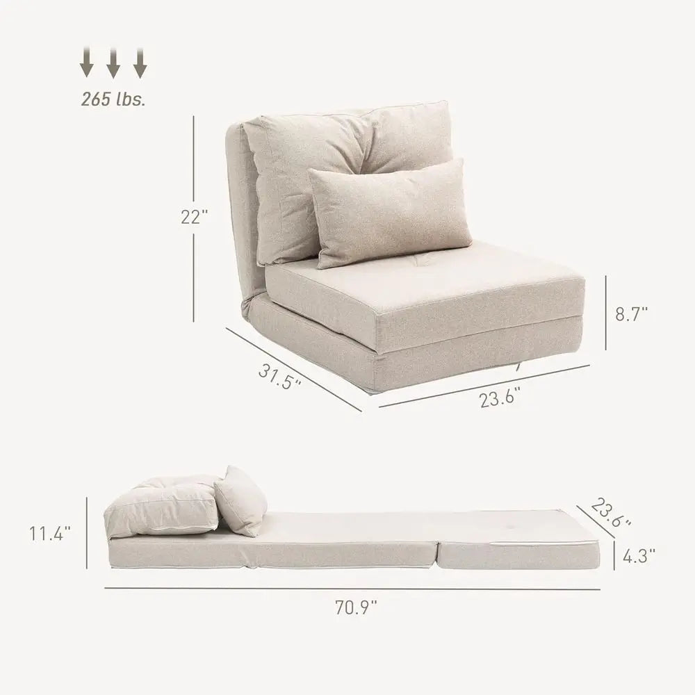 Convertible Sleeper Chair with Adjustable Backrest