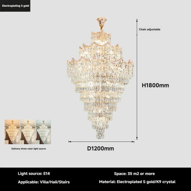 Luxury Modern Crystal High Ceiling Chandelier