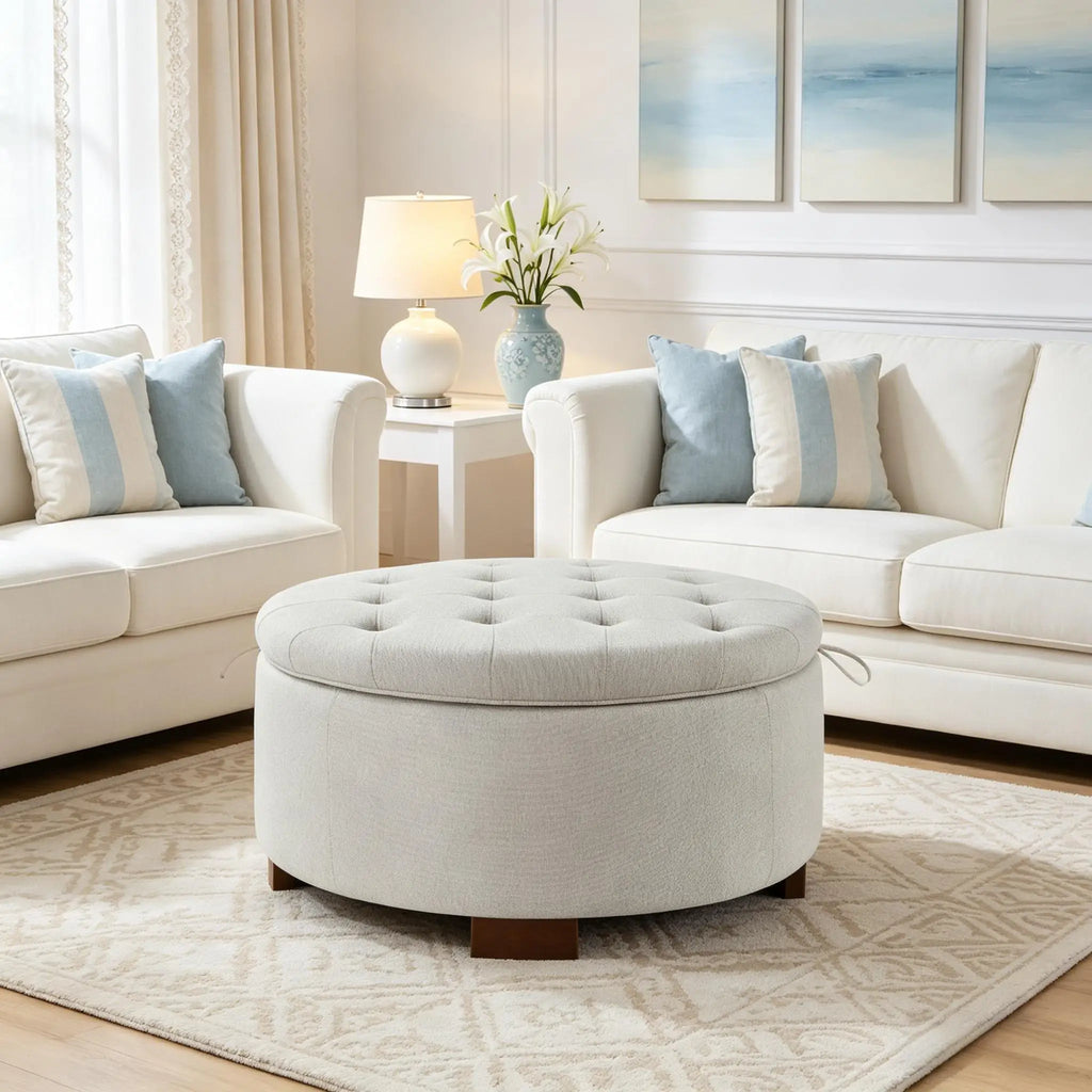 Round Storage Reversible Lid Ottoman