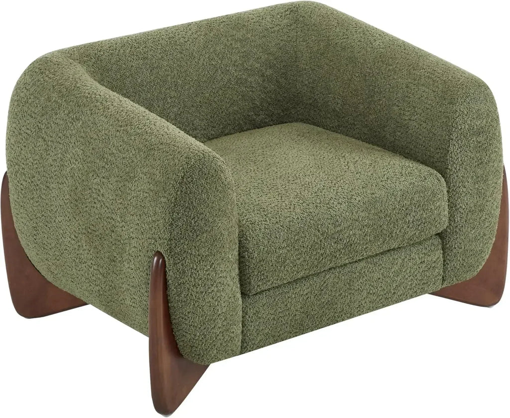 Boucle Fabric Upholstered Club Chair