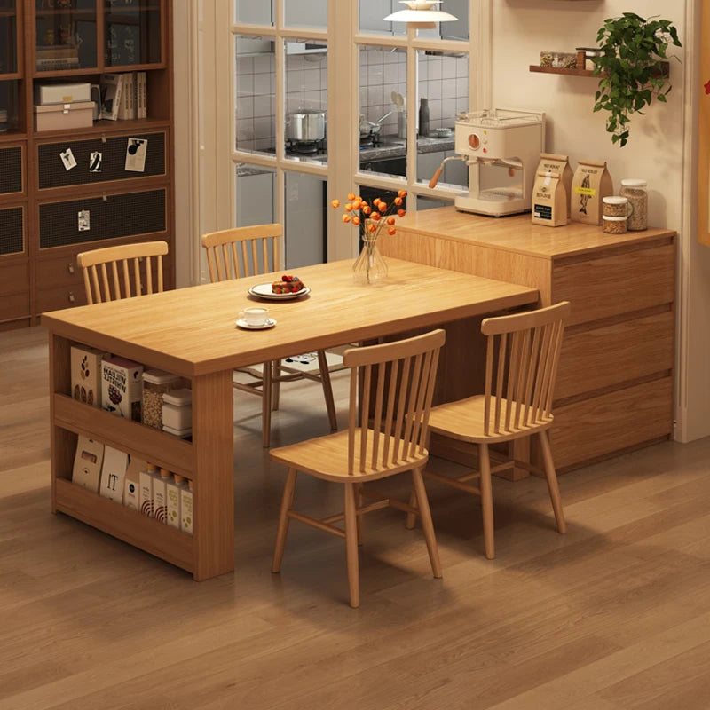 Nordic Walnut Kitchen Island Extendable Dining Table