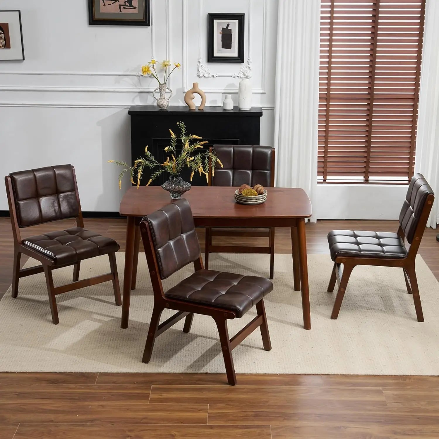 Oak Wooden Dining Chairs Set of 4