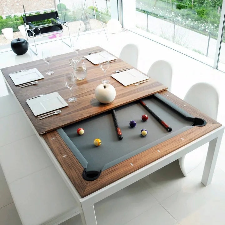 Luxury carved standard dining table convertible two-in-one pool table