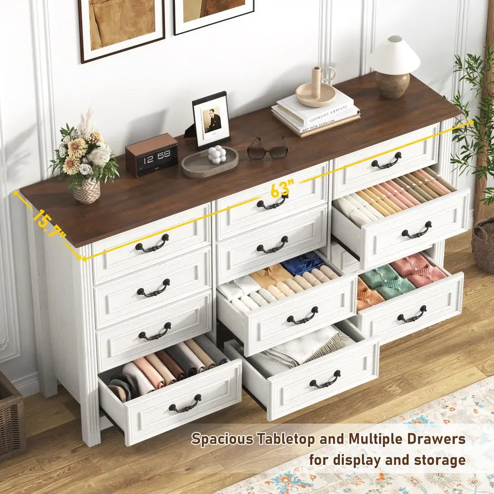 Farmhouse 12 Drawer Dresser for Bedroom,